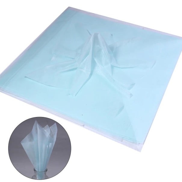 Baliaci papier na kvety sada 38 ks 30x30 cm polopriesvitný bavlnený materiál farebný floristický obal na darčeky a kytice modrá