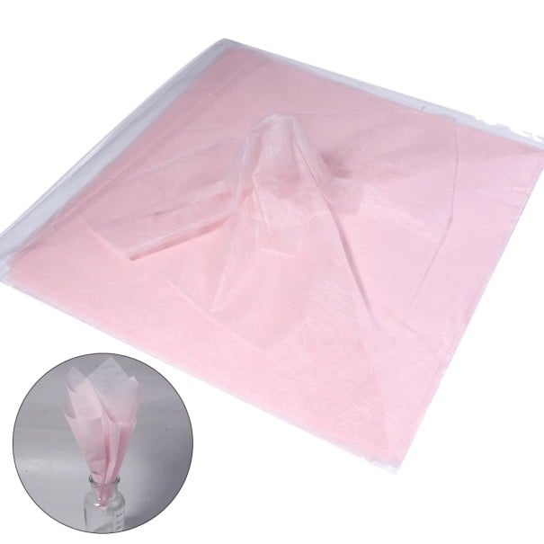 Baliaci papier na kvety sada 38 ks 30x30 cm polopriesvitný bavlnený materiál farebný floristický obal na darčeky a kytice ružová