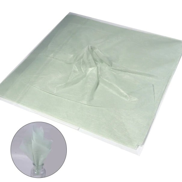 Baliaci papier na kvety sada 38 ks 30x30 cm polopriesvitný bavlnený materiál farebný floristický obal na darčeky a kytice zelená