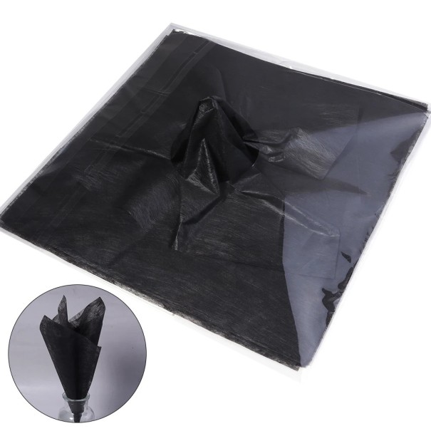 Balicí papír na květiny sada 38 ks 30x30 cm poloprůsvitný bavlněný materiál barevný floristický obal na dárky a kytice černá