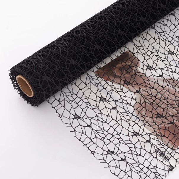 Balicí papír voděodolný barevný 4,57 m × 50 cm dekorativní síťovaný obal na květiny a dárky pro floristiku a balení černá