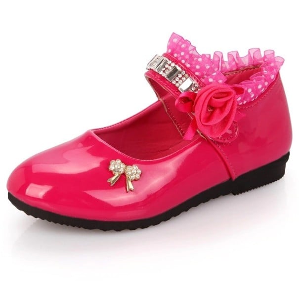 Ballerinas für Mädchen mit einer Rose dunkelrosa 25