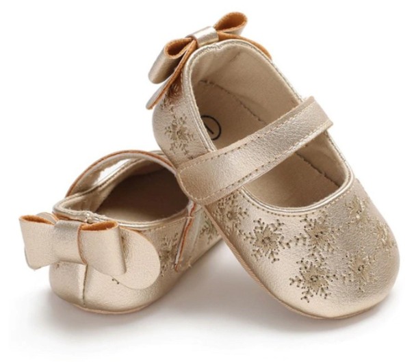 Ballerinas für Mädchen mit Flocken golden 6-12 Monate