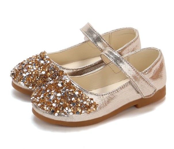 Ballerinas für Mädchen mit Pailletten golden 22