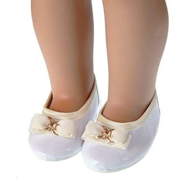 Ballerinas mit Schleife an der Spitze für 43 cm Puppen Festliche Schuhe zu Kleidern PU-Leder Schuhe Maße 8 x 4 cm Für Spielen und Umkleiden 1