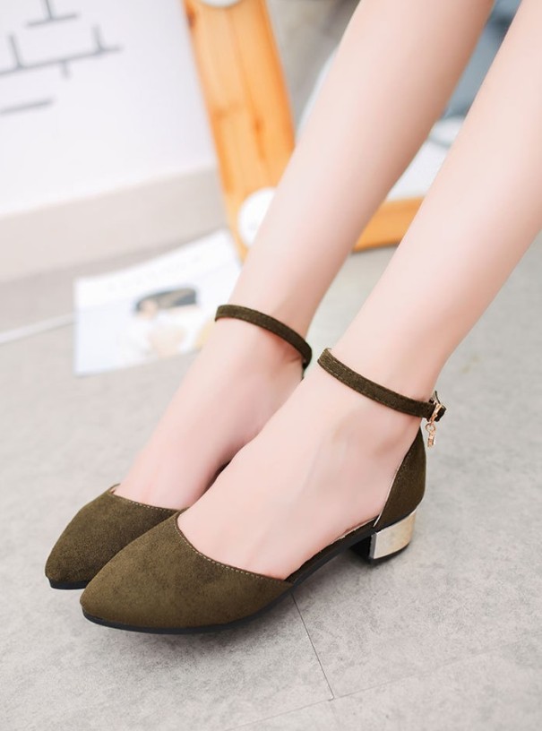 Ballerines pour femmes avec boucle A610 vert armée 38