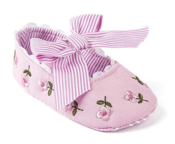 Ballerines pour filles avec ruban rose 12-18 mois