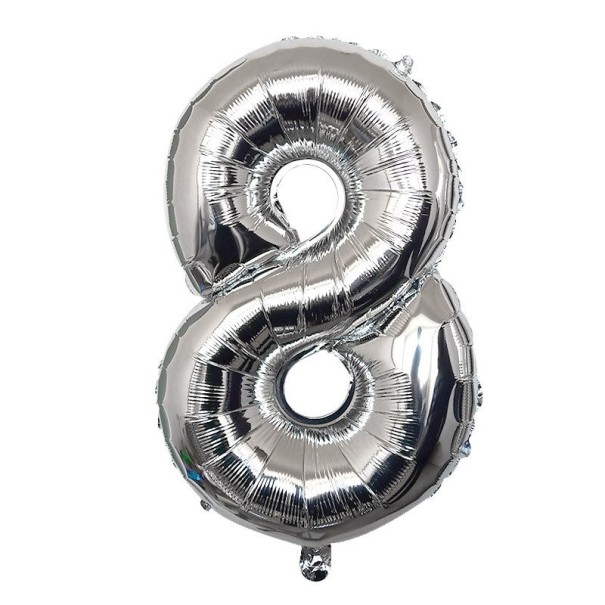 Ballon d'anniversaire en argent avec le chiffre 40 cm 8