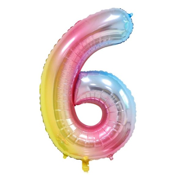 Ballon en aluminium chiffre arc-en-ciel S 6