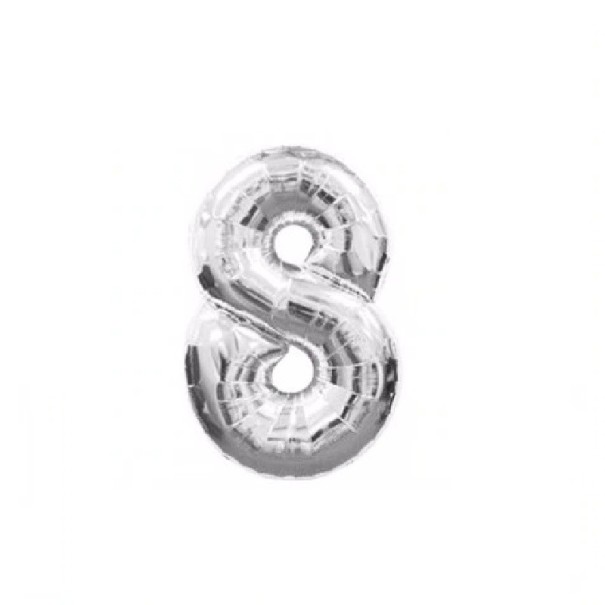 Ballon en aluminium chiffre argenté S 8