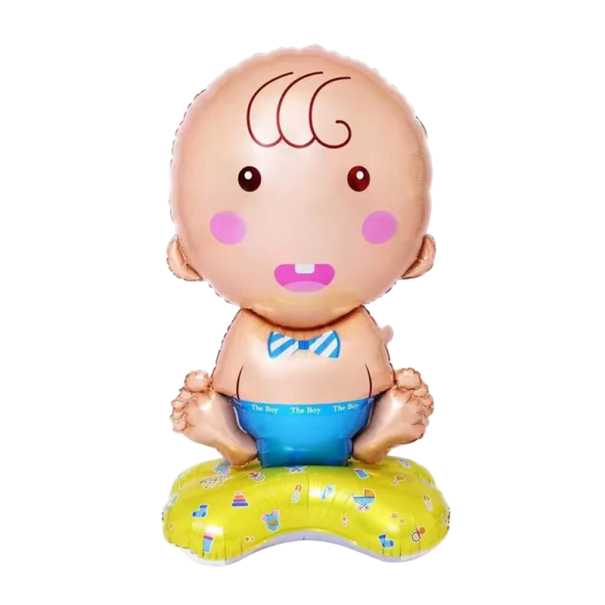 Ballon en aluminium en forme de bébé 79 x 154 cm Grande décoration pour célébrer la naissance d'un enfant Décoration pour baby shower et accueil bleu