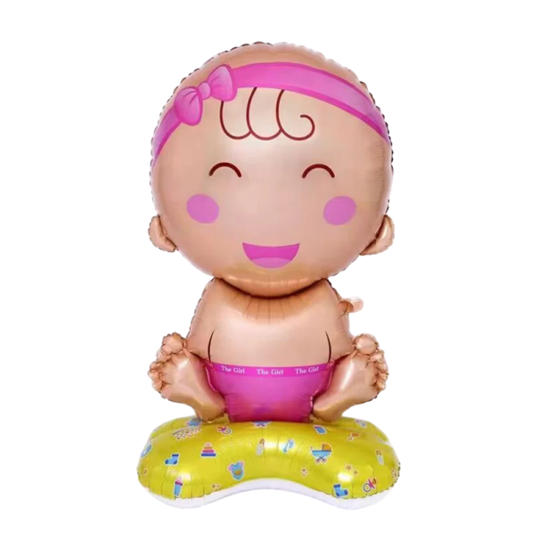 Ballon en aluminium en forme de bébé 79 x 154 cm Grande décoration pour célébrer la naissance d'un enfant Décoration pour baby shower et accueil de nouveau-né rose