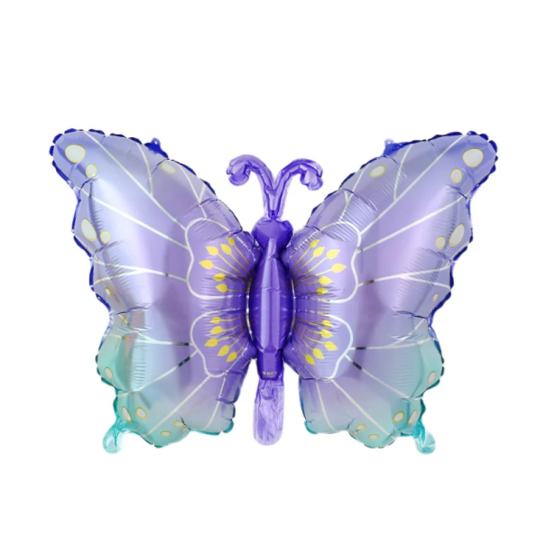 Ballon en foil 79 x 52,5 cm Grand ballon en forme de papillon Décoration de fête pour anniversaires Décoration de fête pour enfants Hélium et air violet