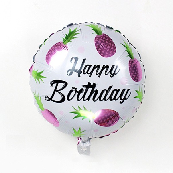 Ballon rond d'anniversaire avec des ananas J1398 rose