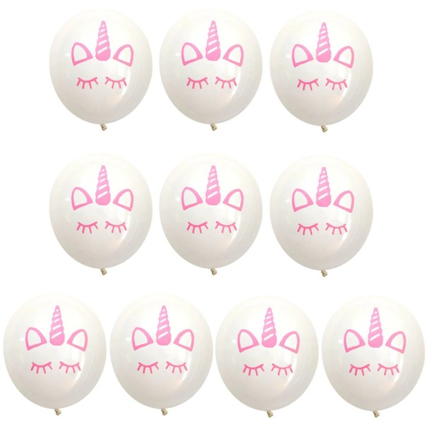 Ballons avec licorne - 10 pièces blanc