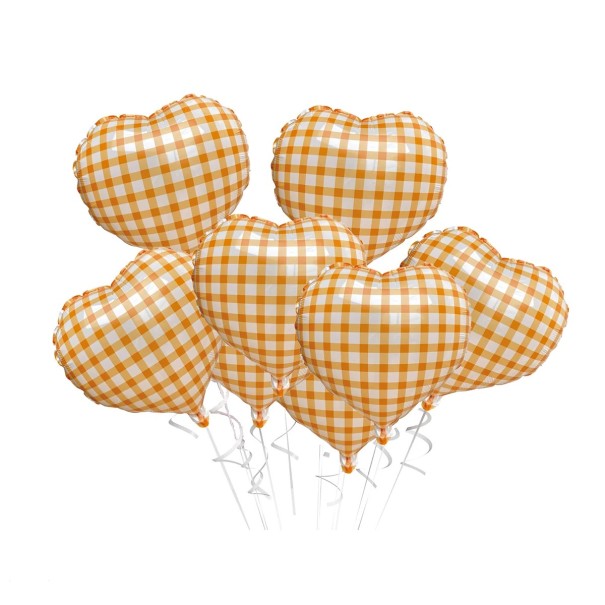 Ballons en forme de cœur à carreaux 45,7 cm ensemble de ballons décoratifs de fête 10 pièces motif à carreaux ballons pour célébrations, mariages et décoration thématique orange