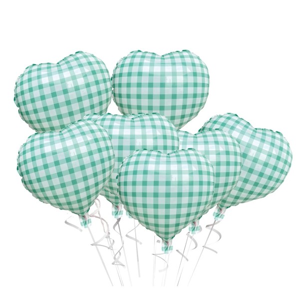 Baloane în formă de inimă cu carouri 45,7 cm set de baloane decorative pentru petreceri 10 bucăți model cu carouri baloane pentru sărbători, nunți și decoruri tematice verde