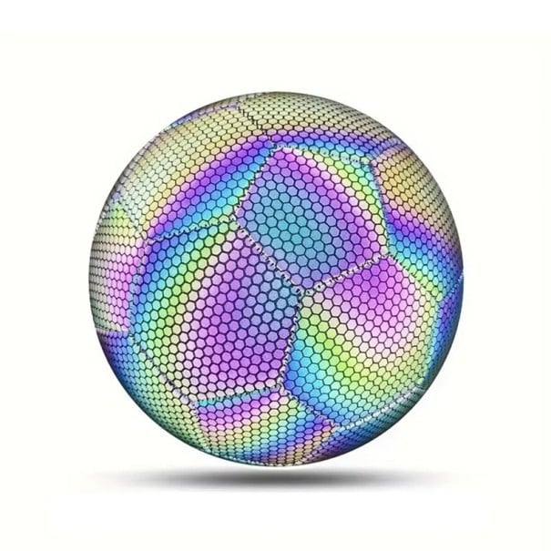 Balón de fútbol holográfico reflectante tamaño 5 Diámetro 21 cm Balón luminoso para día y noche Balón de entrenamiento para niños y adultos en todas 1