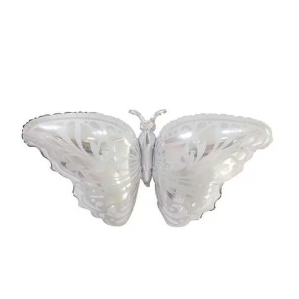 Balon din folie 109 x 55 cm în formă de fluture Decorațiune pentru sărbătorirea zilei de naștere Decor de petrecere Balon din folie pentru gaz heliu alb