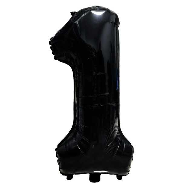 Balon din folie numărul 1 81,3 cm balon decorativ negru în formă de cifră pentru petreceri de naștere și aniversări 1