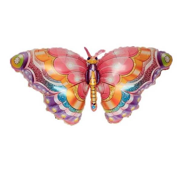 Balon motyl 97 × 47 cm Dekoracyjny balon w kształcie motyla z błyszczącymi skrzydłami Duża dekoracja na urodziny dekorację na przyjęcie dla dzieci różowy