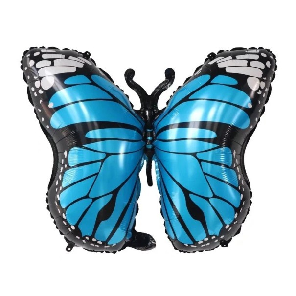 Balónek motýl Monarch 70 × 53 cm Dekorativní party balón s výraznou kresbou křídel Velká narozeninová dekorace na dětskou oslavu modrá