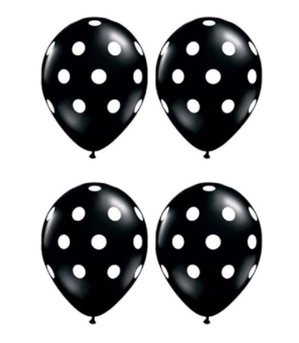 Balóniky s bodkami - 10 kusov čierna