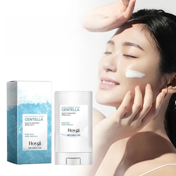Bálsamo solar con ácido hialurónico y centella SPF 46 20 g Hidratante stick solar suave contra quemaduras y enrojecimiento para el rostro 1