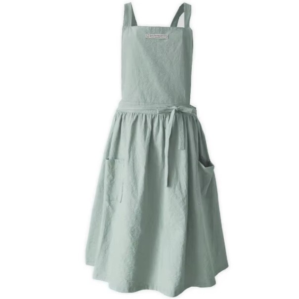 Βαμβακερή λινάτσα vintage χωρίς μανίκια με τσέπες 98x88 εκ. Κηπουρική εργατική λινάτσα Κουζίνας λινάτσα με τσέπες ανοιχτό πράσινο
