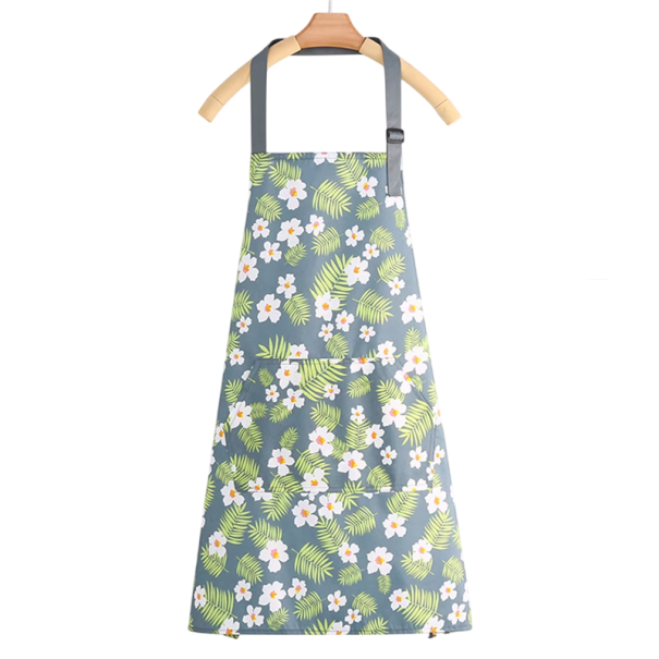 Βαμβακερή πλατιά κουζίνας ποδιά unisex 72 cm Λουλούδια σχέδιο Αναπνεύσιμη Αδιάβροχη PVC Μοντέρνα εργασιακή ποδιά μαγειρική γυναίκες άνδρες 1