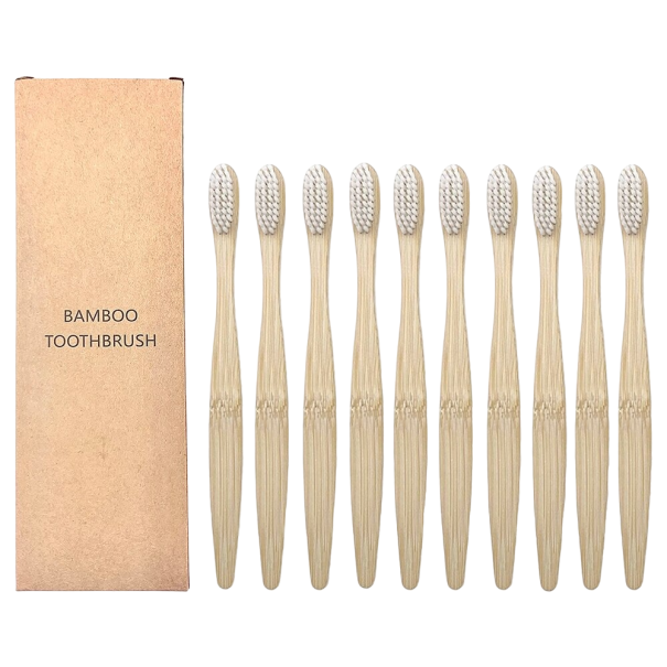 Bamboe tandenborstel 10 stuks wit