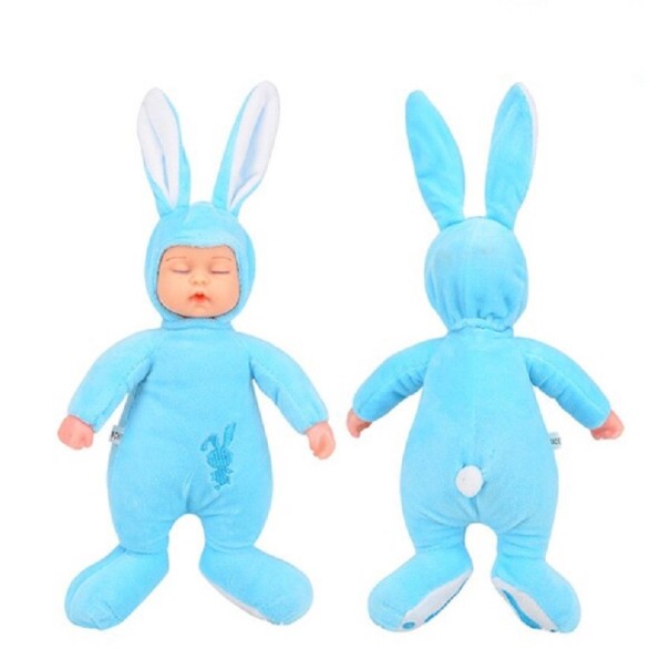 Bambola coniglio di peluche azzurro
