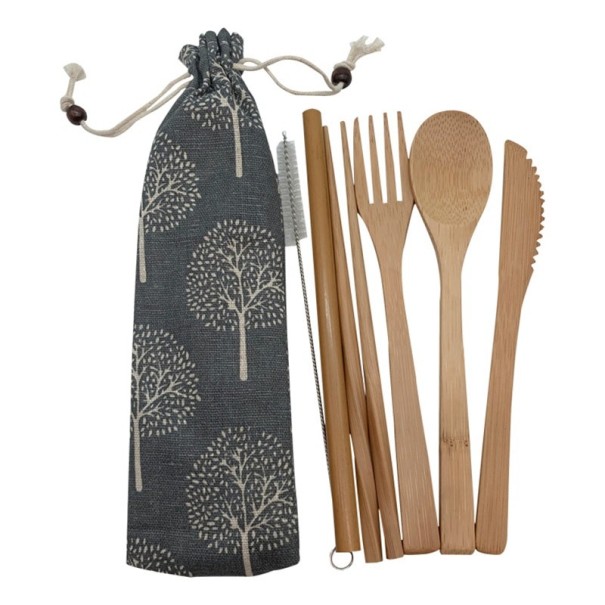 Bambu bestickset med fodral 6 st 2