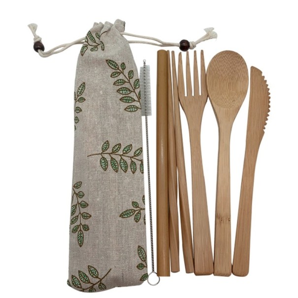 Bambu bestickset med fodral 6 st 3