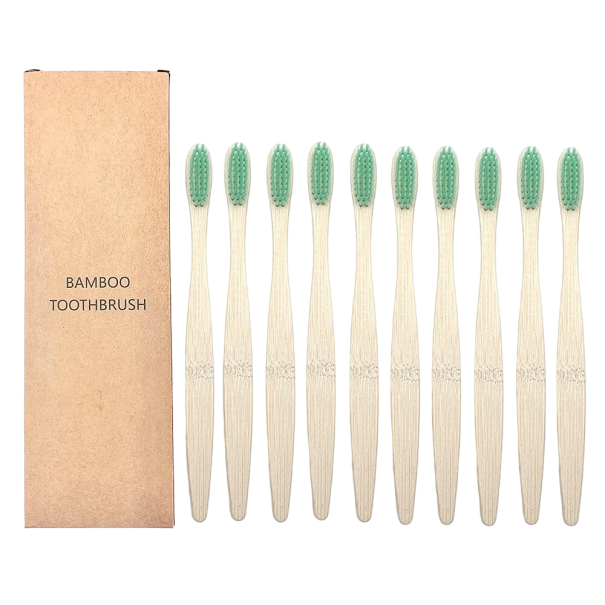 Bambusová zubná kefka 10 ks zelená
