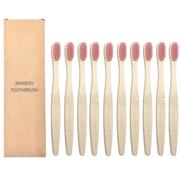 Bambuszahnbürste 10 Stk rosa