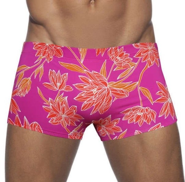 Bañador de hombre con flores F1008 rosa oscuro M