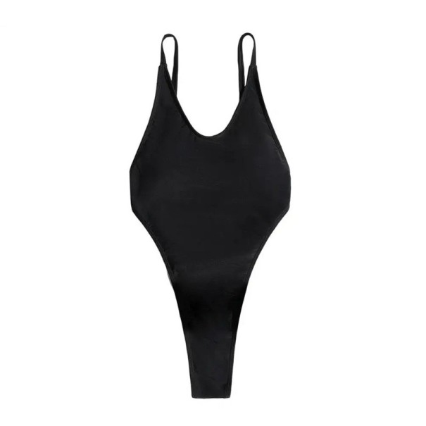 Bañadores de una pieza para mujer con corte alto y tirantes ajustables de poliéster elastano monokini para playa y baño negro M