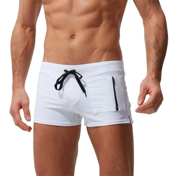 Bañadores para Hombre de Nylon Unicolor con Bolsillo Lateral con Cinturilla Ajustable Elásticos de Secado Rápido Ligeros con Corte blanco XL