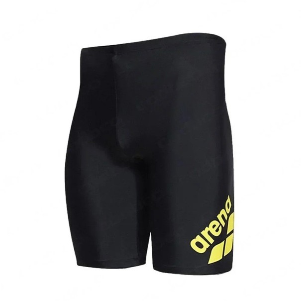Bañadores para hombres negros con logotipos Lycra Ajuste deportivo ceñido Cintura elástica Bañadores para playa piscina con el texto arena S