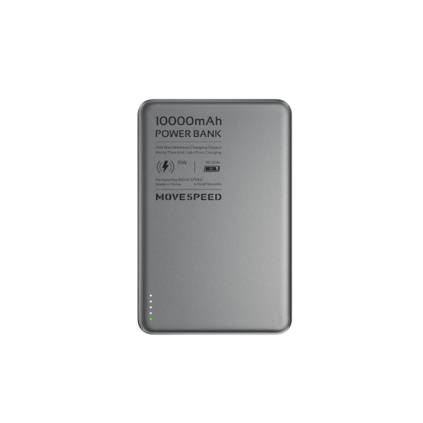Banco de energía magnético delgado de 10 000 mAh, PD, 20 W, cargador portátil inalámbrico, batería magnética USB-C para iPhone 16, Samsung gris