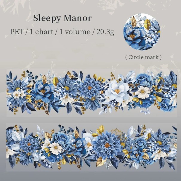 Bandă adezivă decorativă 5 x 4 x 200 cm Motiv floral Bandă adezivă decorativă pentru hârtie ambalare cadouri creație creativă și decorațiuni albastru