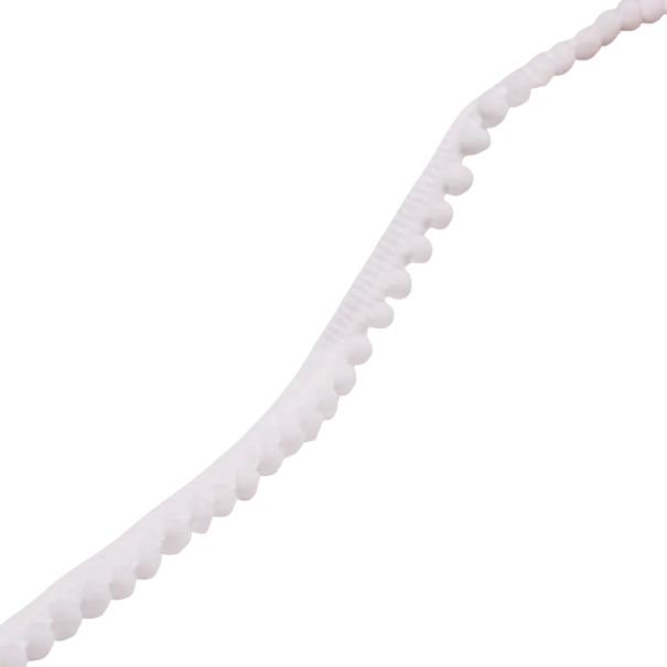 Bandă de pluș cu pompoane 10 mm lungime 5 m Margină decorativă cu pompoane Poliester bumbac Panglică decorativă pentru cusut alb