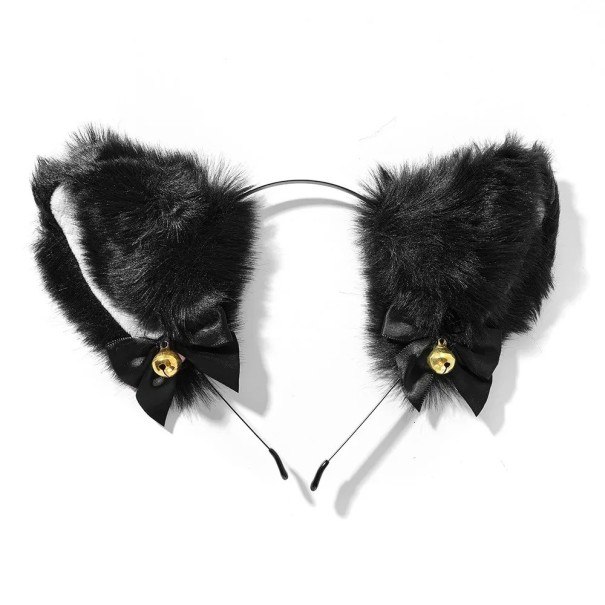 Bandă pentru cap cu urechi de pisică V167 negru