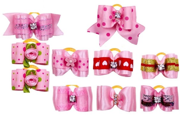 Bandas elásticas para perros con lazo 10 uds. rosa claro