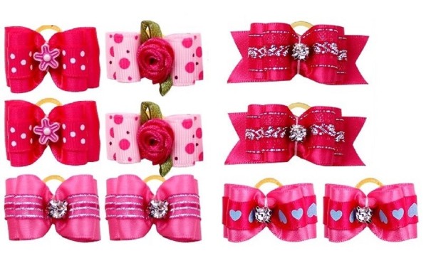 Bandas elásticas para perros con lazo 10 uds. rosa oscuro
