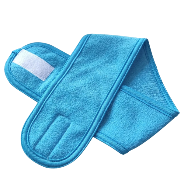 Bandeau cosmétique pour le démaquillage Bandeau ajustable Bandeau pour les cheveux 8,8 x 62 cm bleu