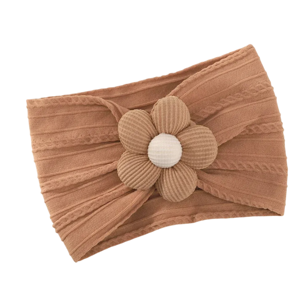 Bandeau élastique pour nouveau-nés avec fleur Accessoire capillaire mignon Pour bébés Doux et confortable Bandeau pour nouveau-nées filles marron