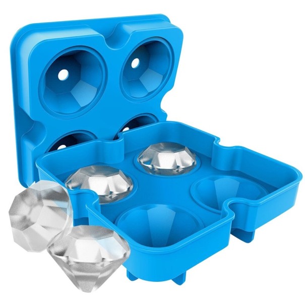 Bandeja de hielo con diseño de diamantes azul