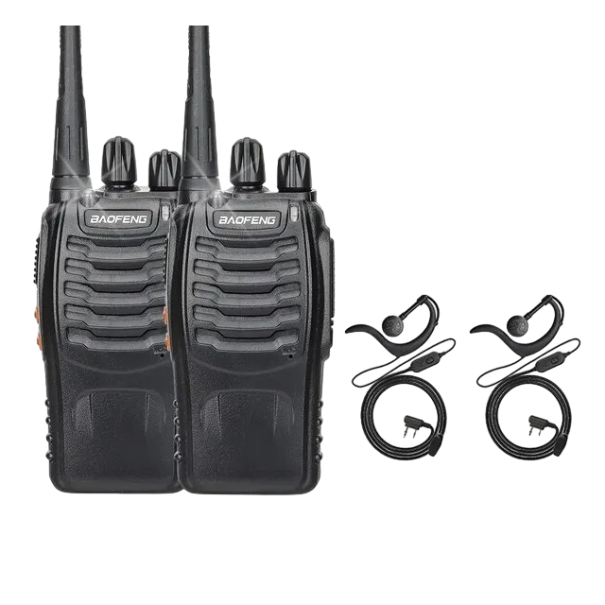 Baofeng BF 888S Walkie Talkie mit Antenne und Headset, 2 Stück, Walkie Talkie mit großer Reichweite, professionelles Walkie Talkie, 16 Kanäle, Hochleistungs-Walkie Talkie mit LED-Taschenlampe, 11,5 x 6 x 3,3 cm 1